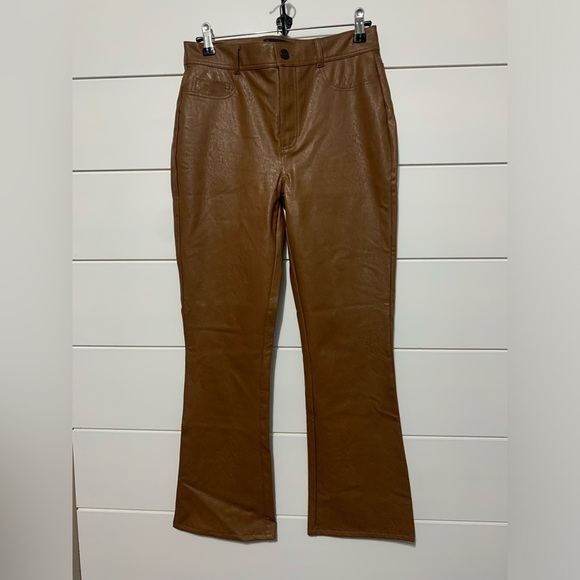 Paige Claudine Ankle Flare Jeans Faux Leather in Dark Argan size 27 - Picture 8 of 14